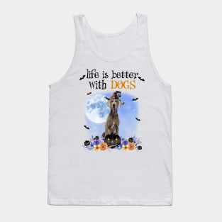 Weimaraner Witch Hat Life Is Better With Dogs Halloween Tank Top